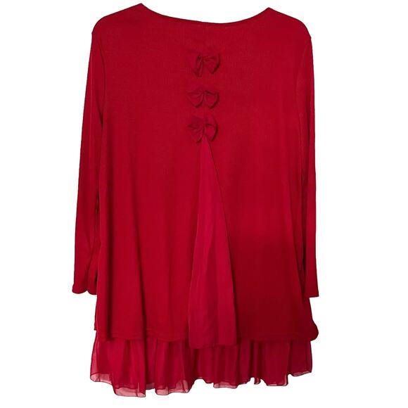 CL. SHANG LONG SLEEVE PULL-OVER ROUND NECK BLOUSE, WOMENS, 4XL, RED, DRESSY, BOW - Picture 5 of 10